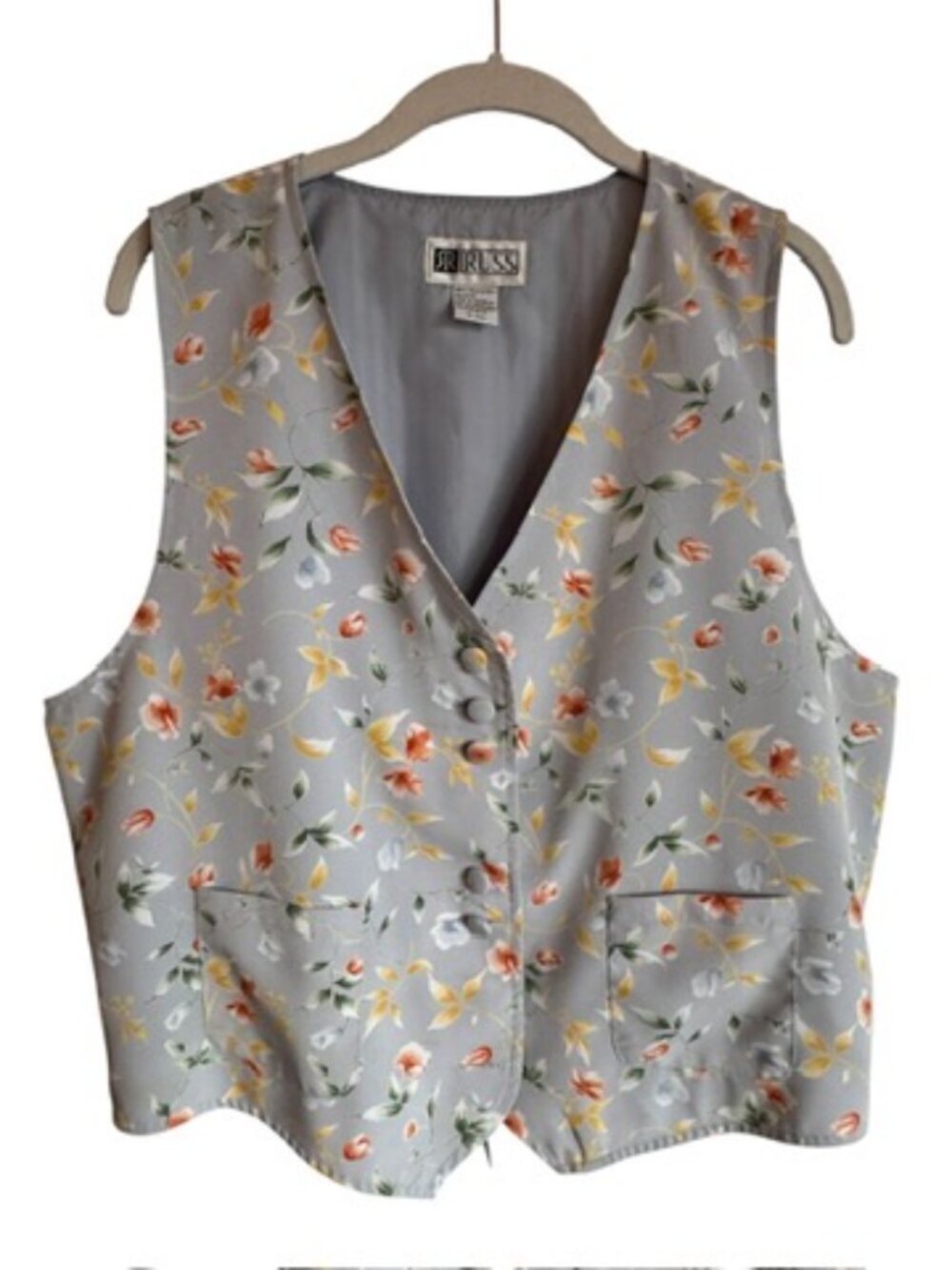 Vintage Floral and Stripe Button Up Spring and Summer Vest in size 14